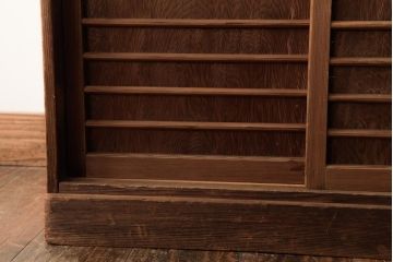 アンティーク家具　大正昭和初期　まだら模様の木目が目を惹く戸棚(収納棚、キャビネット、下駄箱)(R-039034)