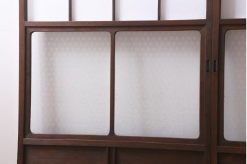 アンティーク建具　和製アンティーク　当店オリジナルガラス　和モダンな空間作りに活躍する障子戸2枚セット(引き戸、建具)(R-039037)