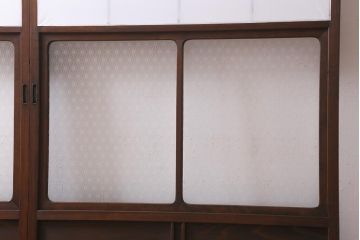 アンティーク建具　和製アンティーク　当店オリジナルガラス　和モダンな空間作りに活躍する障子戸2枚セット(引き戸、建具)(R-039037)