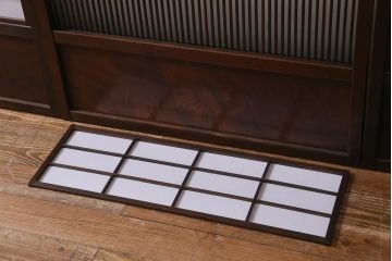 アンティーク建具　裏障子　上品な和の雰囲気漂う格子戸4枚セット(障子戸、帯ガラス戸、引き戸)(R-039038)