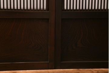 アンティーク建具　裏障子　上品な和の雰囲気漂う格子戸4枚セット(障子戸、帯ガラス戸、引き戸)(R-039038)