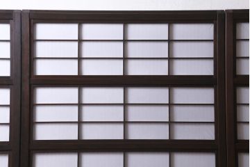 アンティーク建具　裏障子　上品な和の雰囲気漂う格子戸4枚セット(障子戸、帯ガラス戸、引き戸)(R-039038)