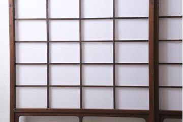 アンティーク建具　レトロなガラス入り障子戸2枚セット(ガラス戸、引き戸)(R-039039)