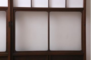 アンティーク建具　レトロなガラス入り障子戸2枚セット(ガラス戸、引き戸)(R-039039)
