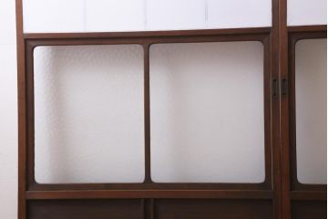 アンティーク建具　レトロなガラス入り障子戸2枚セット(ガラス戸、引き戸)(R-039039)