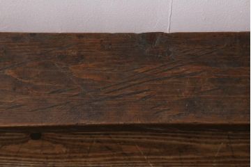 中古　民芸家具　切り出した木そのままの風合いが魅力のベンチ(長椅子、板座チェア、飾り台)(R-039045)