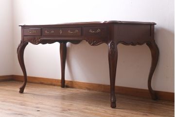 中古　アメリカ製　センチュリー社(CENTURY)　パーケット天板　気品溢れる佇まいのデスク(机、在宅ワーク、在宅用)(定価約180万円)(R-039049)