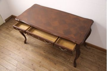 中古　アメリカ製　センチュリー社(CENTURY)　パーケット天板　気品溢れる佇まいのデスク(机、在宅ワーク、在宅用)(定価約180万円)(R-039049)
