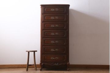 中古　アメリカ製　センチュリー(CENTURY)　クラシカルなデザインの縦型チェスト(サイドチェスト、引き出し)(定価約105万円)(R-039051)