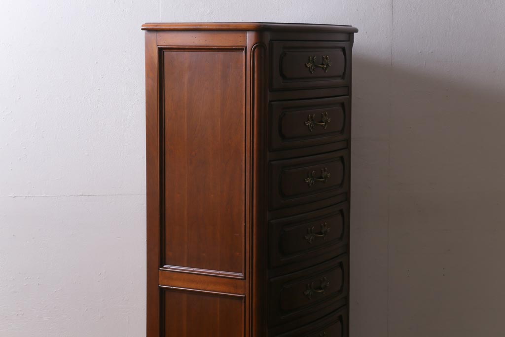 中古　アメリカ製　センチュリー(CENTURY)　クラシカルなデザインの縦型チェスト(サイドチェスト、引き出し)(定価約105万円)(R-039051)