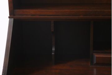 ビンテージ　北海道民芸家具　絶版品!洗練された佇まいの棚付きライティングビューロー(簿記机)(R-039054)