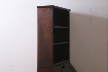 ビンテージ　北海道民芸家具　絶版品!洗練された佇まいの棚付きライティングビューロー(簿記机)(R-039054)