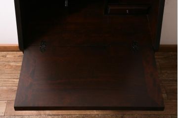 ビンテージ　北海道民芸家具　絶版品!洗練された佇まいの棚付きライティングビューロー(簿記机)(R-039054)