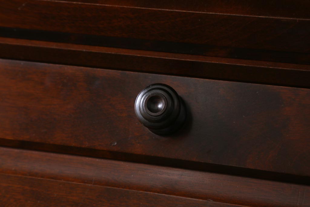 ビンテージ　北海道民芸家具　絶版品!洗練された佇まいの棚付きライティングビューロー(簿記机)(R-039054)