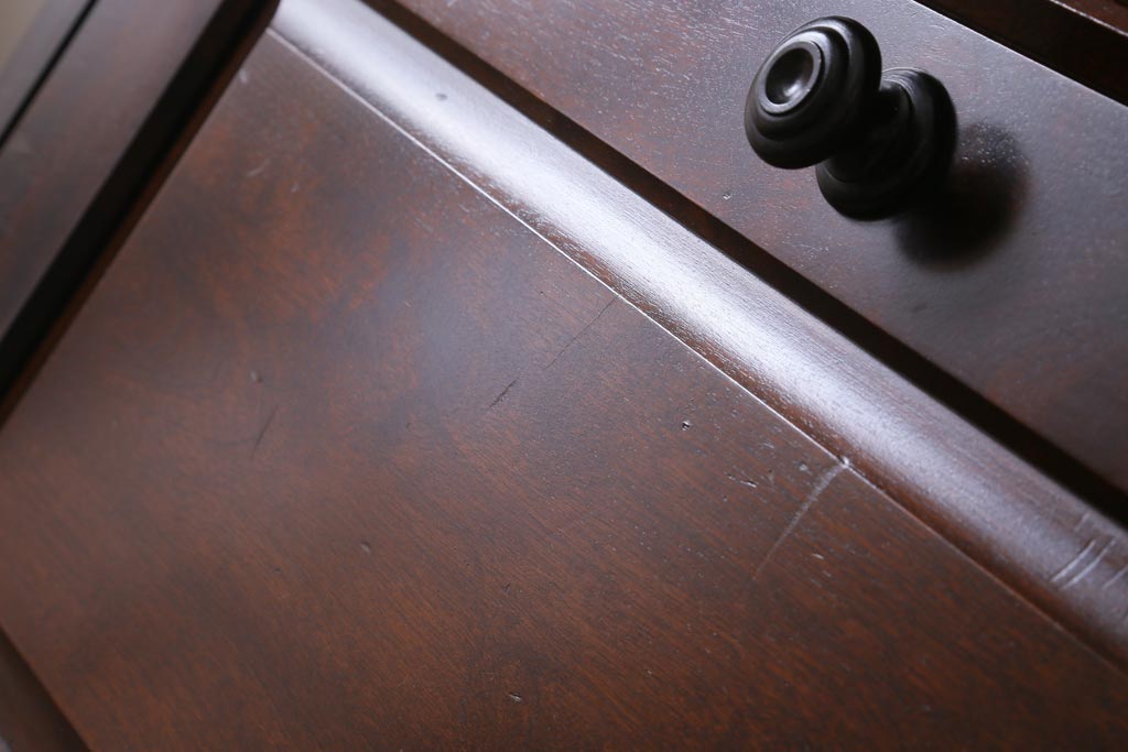 ビンテージ　北海道民芸家具　絶版品!洗練された佇まいの棚付きライティングビューロー(簿記机)(R-039054)