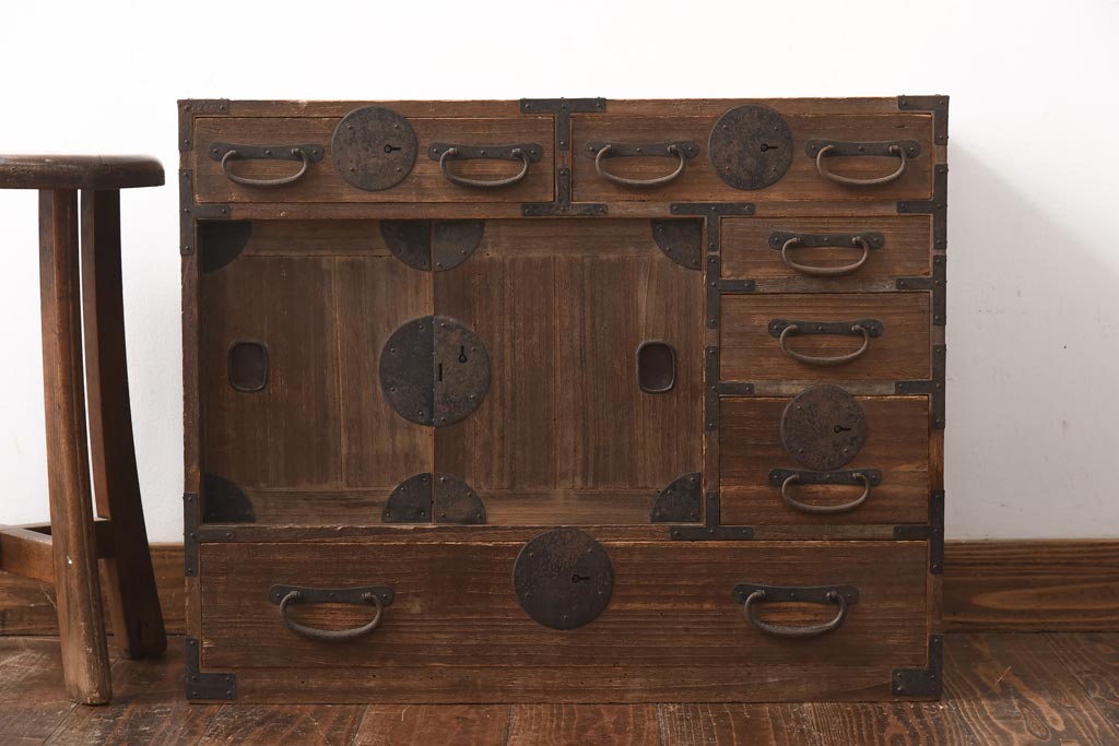 アンティーク家具　和製アンティーク　明治大正期　桐材　小タンス(引き出し、収納棚、桐箪笥、桐たんす)(R-039056)