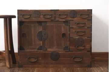 アンティーク家具　和製アンティーク　明治大正期　桐材　小タンス(引き出し、収納棚、桐箪笥、桐たんす)(R-039056)