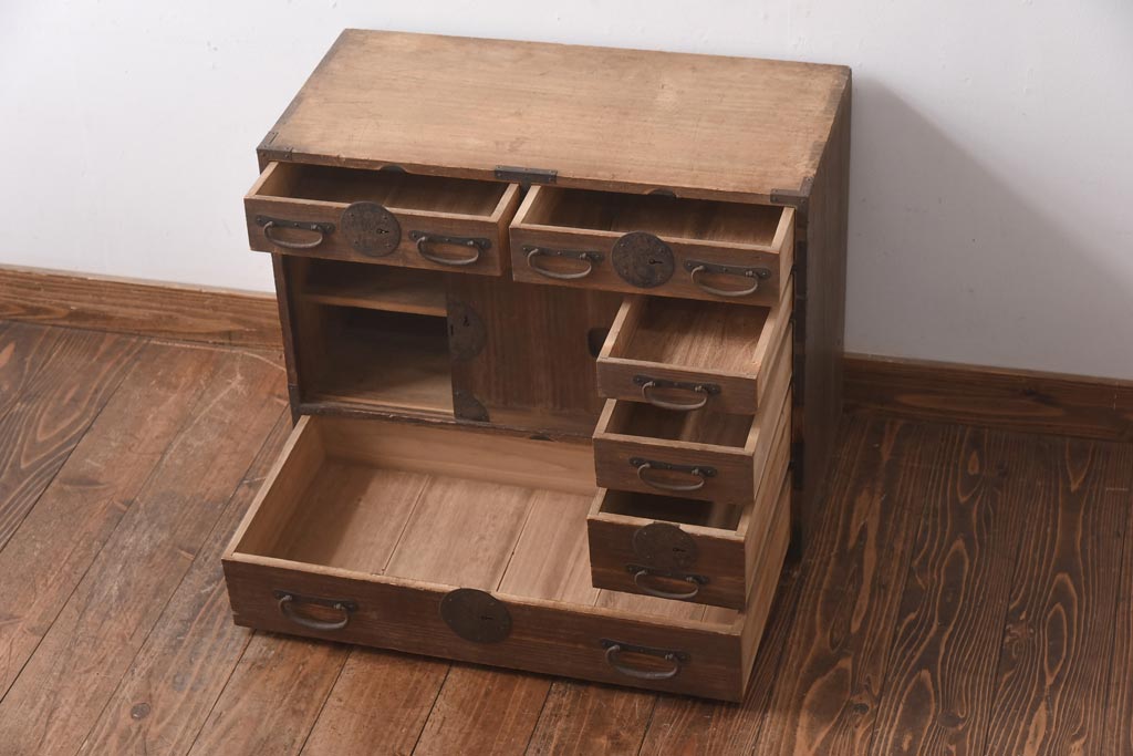 アンティーク家具　和製アンティーク　明治大正期　桐材　小タンス(引き出し、収納棚、桐箪笥、桐たんす)(R-039056)