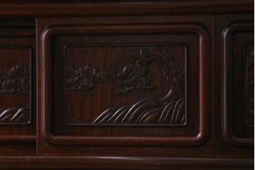 ヴィンテージ家具　国産　唐木指物　紫檀(シタン)材　深みのある漆塗りが美しい上手物の飾り棚(茶棚、戸棚、ビンテージ)(R-039058)