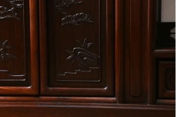 ヴィンテージ家具　国産　唐木指物　紫檀(シタン)材　深みのある漆塗りが美しい上手物の飾り棚(茶棚、戸棚、ビンテージ)(R-039058)