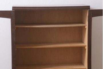 アンティーク家具　昭和レトロ　銀モールガラスの扉がお洒落な本箱(ブックケース、収納棚、キャビネット)(R-039060)