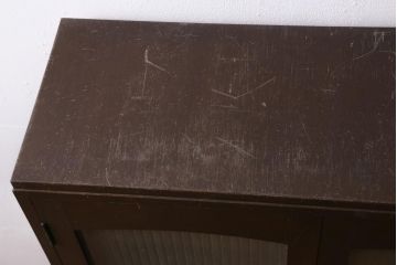 アンティーク家具　昭和レトロ　銀モールガラスの扉がお洒落な本箱(ブックケース、収納棚、キャビネット)(R-039060)