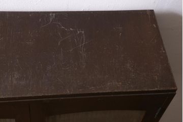 アンティーク家具　昭和レトロ　銀モールガラスの扉がお洒落な本箱(ブックケース、収納棚、キャビネット)(R-039060)