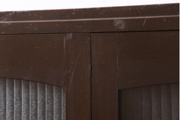 アンティーク家具　昭和レトロ　銀モールガラスの扉がお洒落な本箱(ブックケース、収納棚、キャビネット)(R-039060)