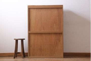 アンティーク家具　昭和レトロ　銀モールガラスの扉がお洒落な本箱(ブックケース、収納棚、キャビネット)(R-039060)