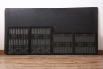 ラフジュ工房オリジナル　古建具リメイク　すりガラス入り　洗練された和の趣漂う重ね戸棚(書院戸、組子、キャビネット、収納棚)(R-039061)