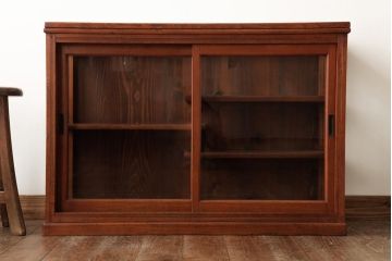 アンティーク家具　大正期　和洋折衷の空間に馴染むレトロなガラスケース(ショーケース、陳列棚、飾り棚)(R-39072)