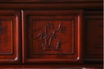 アンティーク家具　和製アンティーク　昭和後期　カリン材　華やかなアジアンの雰囲気漂う飾り棚(茶棚、収納棚、花梨材)(R-039073)