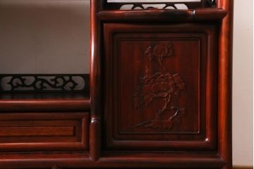アンティーク家具　和製アンティーク　昭和後期　カリン材　華やかなアジアンの雰囲気漂う飾り棚(茶棚、収納棚、花梨材)(R-039073)