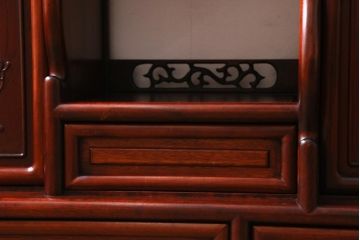 アンティーク家具　和製アンティーク　昭和後期　カリン材　華やかなアジアンの雰囲気漂う飾り棚(茶棚、収納棚、花梨材)(R-039073)