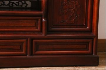 アンティーク家具　和製アンティーク　昭和後期　カリン材　華やかなアジアンの雰囲気漂う飾り棚(茶棚、収納棚、花梨材)(R-039073)