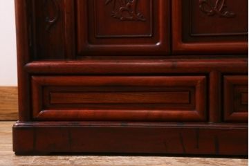 アンティーク家具　和製アンティーク　昭和後期　カリン材　華やかなアジアンの雰囲気漂う飾り棚(茶棚、収納棚、花梨材)(R-039073)