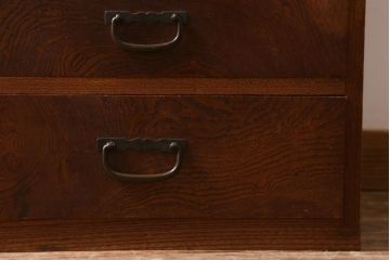 アンティーク家具　和製アンティーク　前面欅(ケヤキ)材　杢目が味わい深い戸棚(小箪笥、収納棚、引き出し)(R-039074)