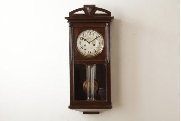 アンティーク雑貨　精工舎(SEIKOSHA、セイコー)　ゼンマイ式　取り外しができる上宮飾り付きの振り子柱時計(掛け時計、振り子時計、古時計)(R-039081)