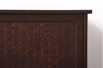 アンティーク家具　昭和初期　工芸家具　和の趣溢れる網代編みがお洒落な戸棚(収納棚、飾り棚)(R-039089)