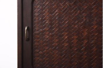 アンティーク家具　昭和初期　工芸家具　和の趣溢れる網代編みがお洒落な戸棚(収納棚、飾り棚)(R-039089)