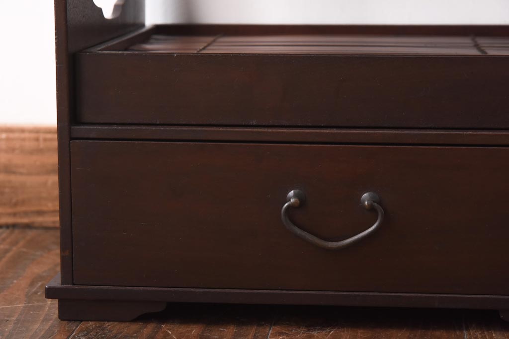 アンティーク家具　昭和初期　工芸家具　和の趣溢れる網代編みがお洒落な戸棚(収納棚、飾り棚)(R-039089)