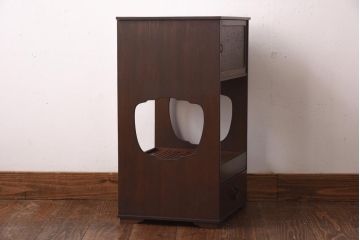 アンティーク家具　昭和初期　工芸家具　和の趣溢れる網代編みがお洒落な戸棚(収納棚、飾り棚)(R-039089)