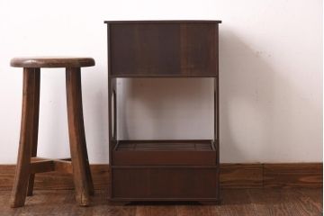 アンティーク家具　昭和初期　工芸家具　和の趣溢れる網代編みがお洒落な戸棚(収納棚、飾り棚)(R-039089)