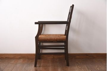 中古　松本民芸家具　SP型ラッシアームチェア　ラッシ座面が目を引くチェア(ラッシチェア、椅子)(R-039093)