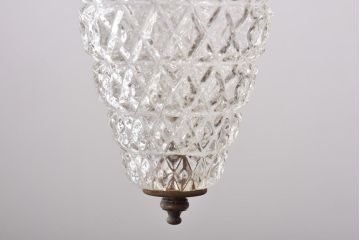 アンティーク照明　アメリカ製　ダイヤのエンボス模様がおしゃれなハンギングランプ(ペンダントライト、天井照明)(R-039100)