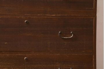 アンティーク家具　昭和レトロ　桐材　懐かしさ漂うシンプルな作りの重ねタンス(衣装箪笥、戸棚、引き出し、桐箪笥、桐たんす)(R-039105)