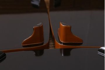 アンティーク雑貨　時代物　大正昭和初期　蒔絵　亀図　漆器　角盆　お膳5枚セット(R-039109)
