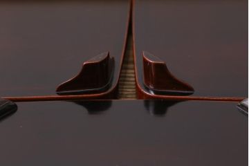 アンティーク雑貨　時代物　大正昭和初期　蒔絵　竹と雀図　漆器　角盆5枚セット(R-039110)