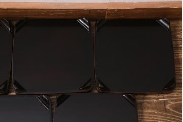 アンティーク雑貨　時代物　大正昭和初期　蒔絵　竹と雀図　漆器　角盆5枚セット(R-039111)