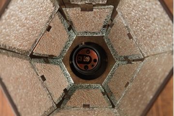 ビンテージ照明　和製ビンテージ　昭和中期　ダイヤガラスがレトロな雰囲気のスタンド照明(スタンドライト、フロアスタンド)(R-039112)